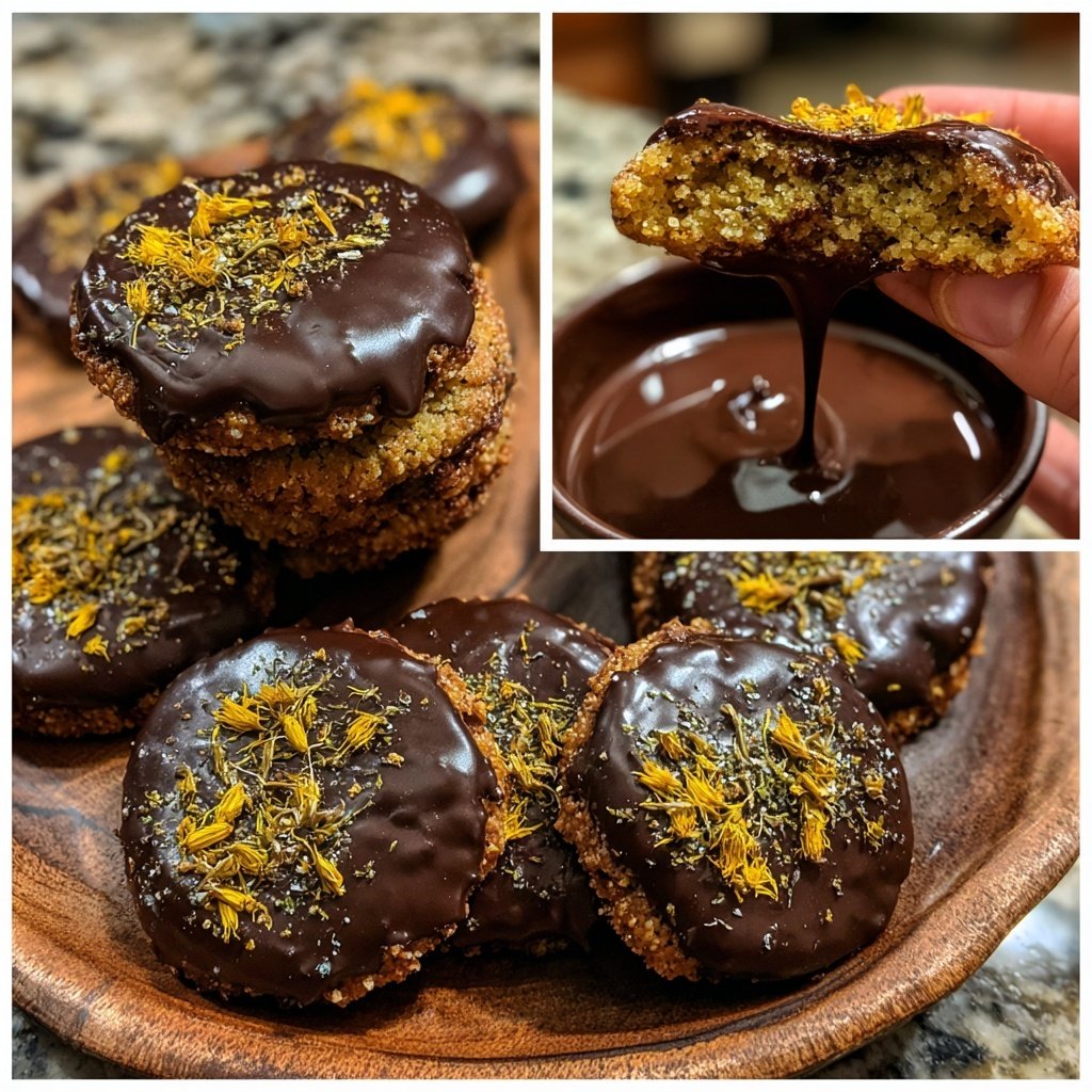 Mocha-Dipped Dandelion Cookies
