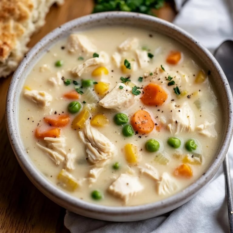 Easy Creamy Chicken Pot Pie Soup