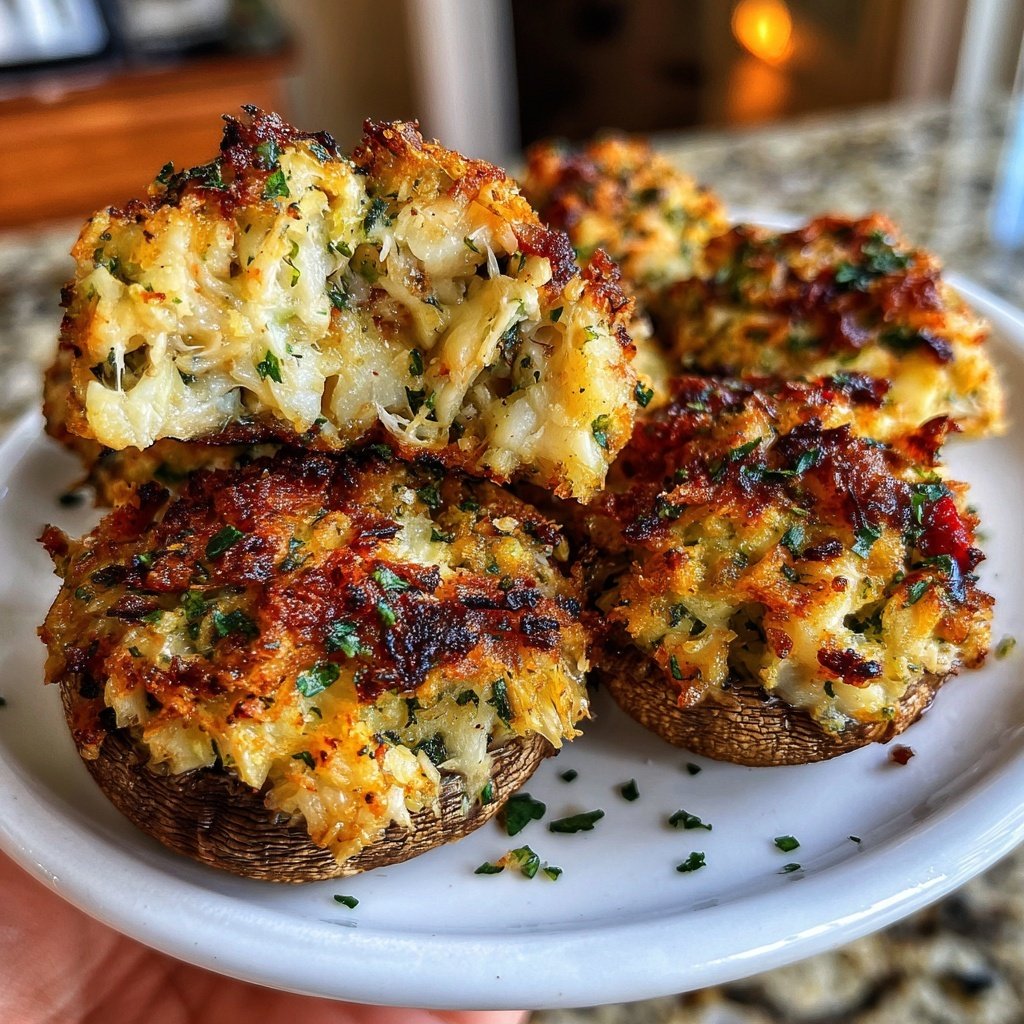 Crab Cake Stuffed Mushrooms