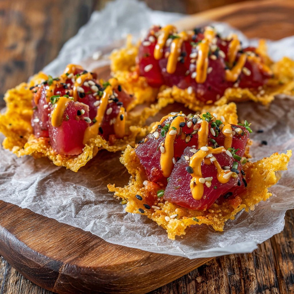 Spicy Tuna Tartare on Crisps