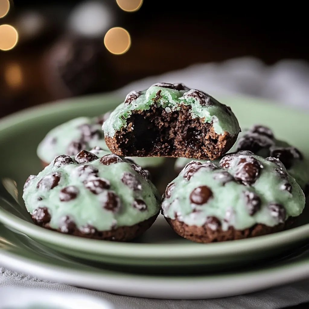 Mint Chocolate Chip Snowball Cookies