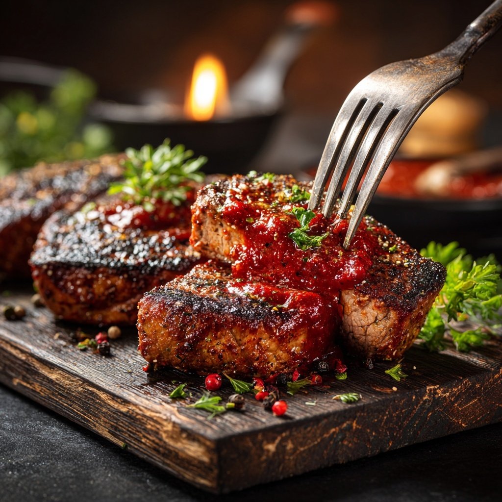 Steaks with Goulash and Sauce