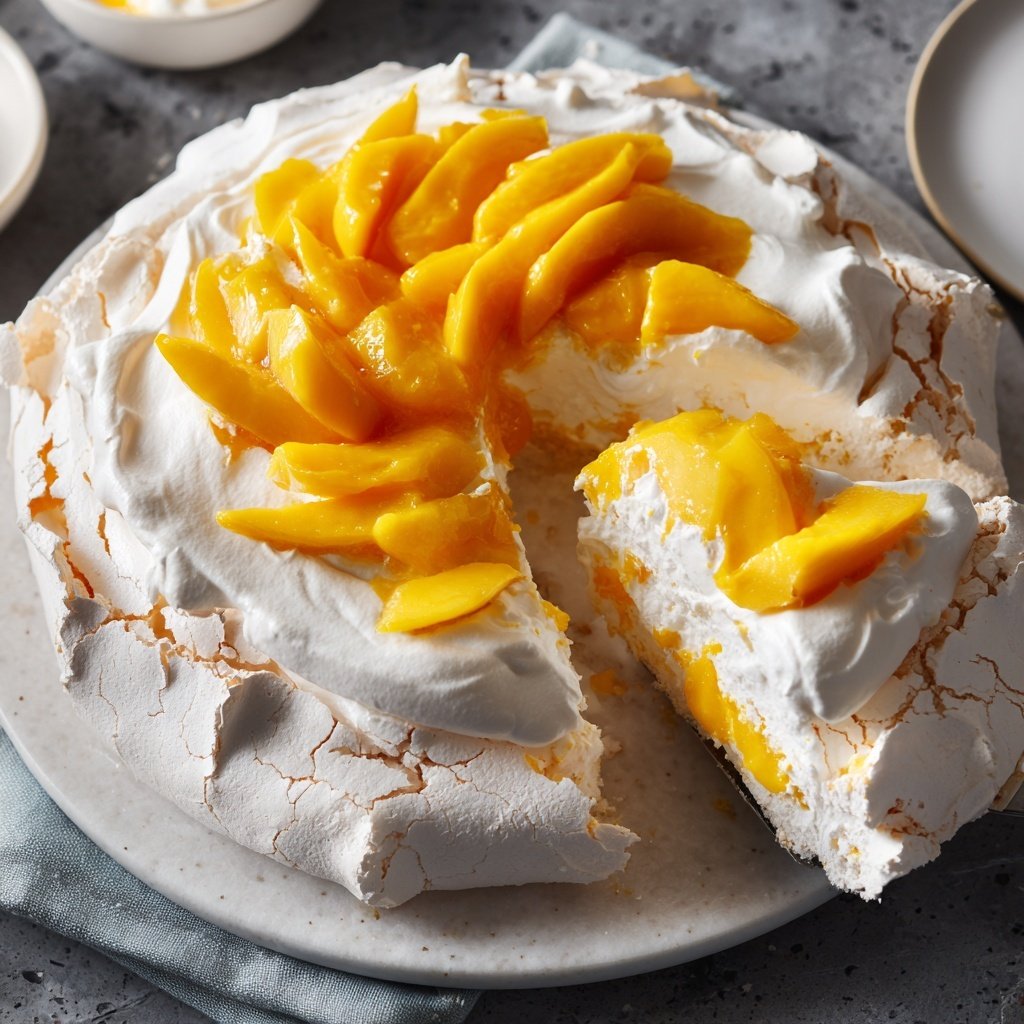 Mango Pavlova with Whipped Cream