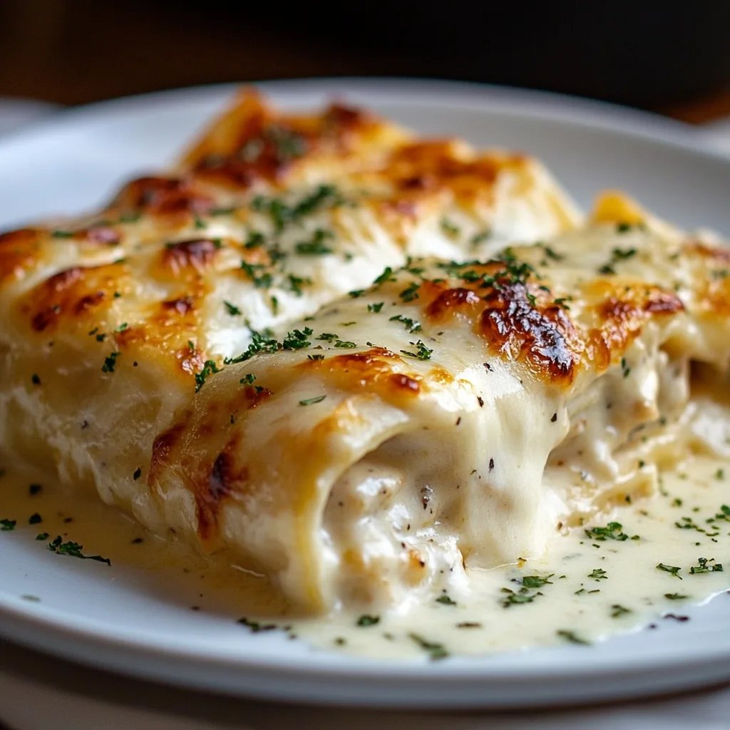 Cheesy Chicken Alfredo Lasagna Rolls