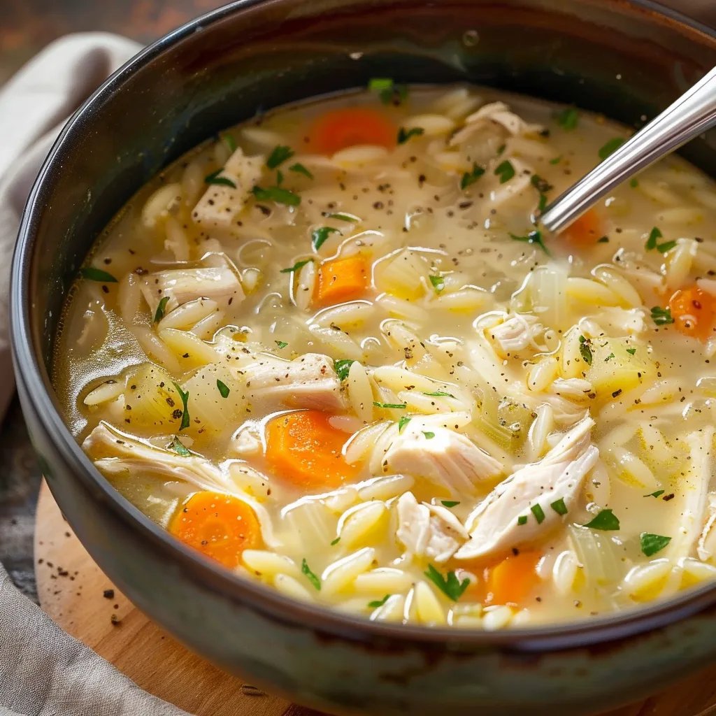 Lemon Chicken Orzo Soup