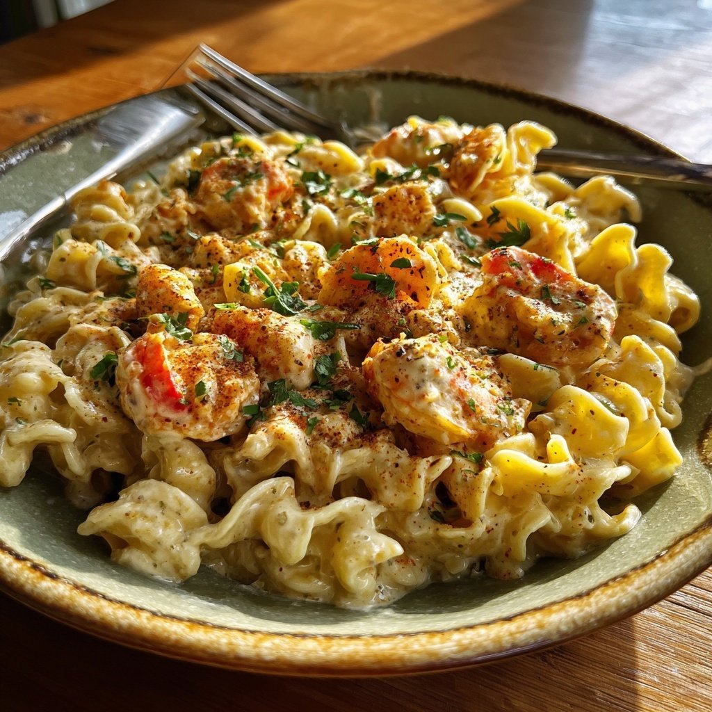 Simple Crawfish Alfredo Pasta