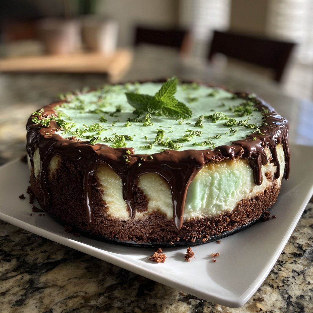 Peppermint Cheesecake with Chocolate Crust