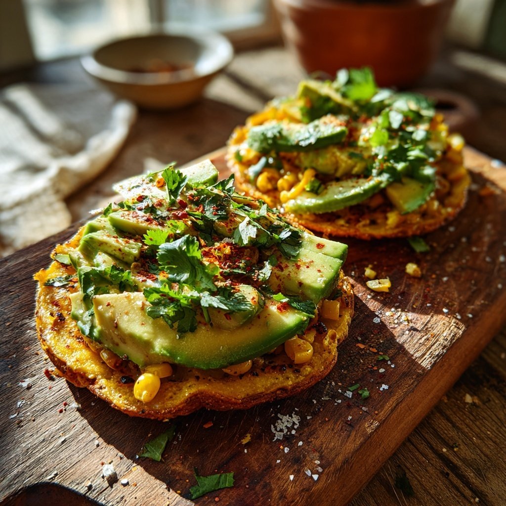 Crispy Avocado Corn Tostadas