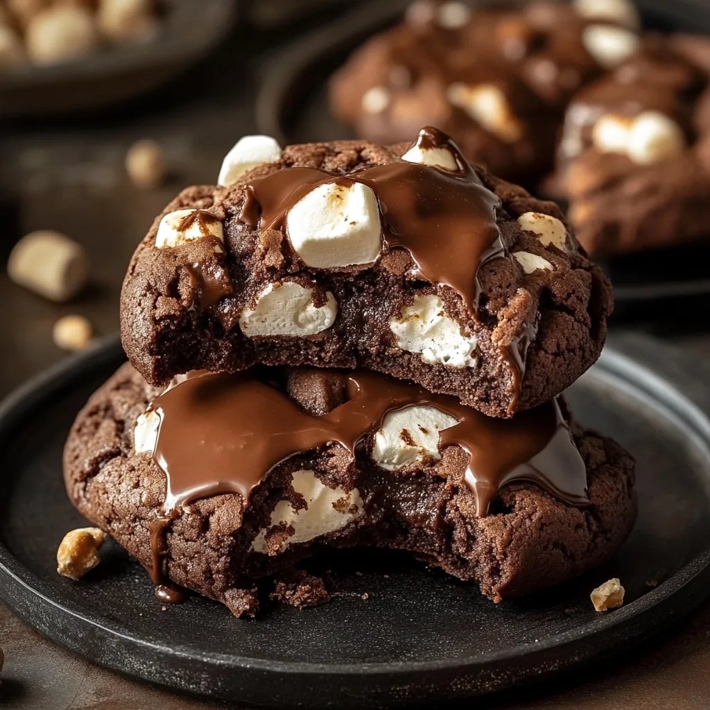 Fudgy Rocky Road Cookies with Marshmallows and Nuts