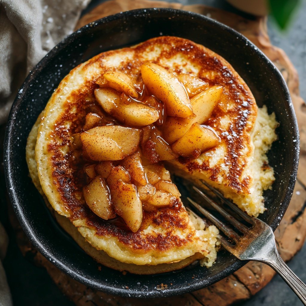 Ricotta Pancakes with Caramelized Apples and Cinnamon​